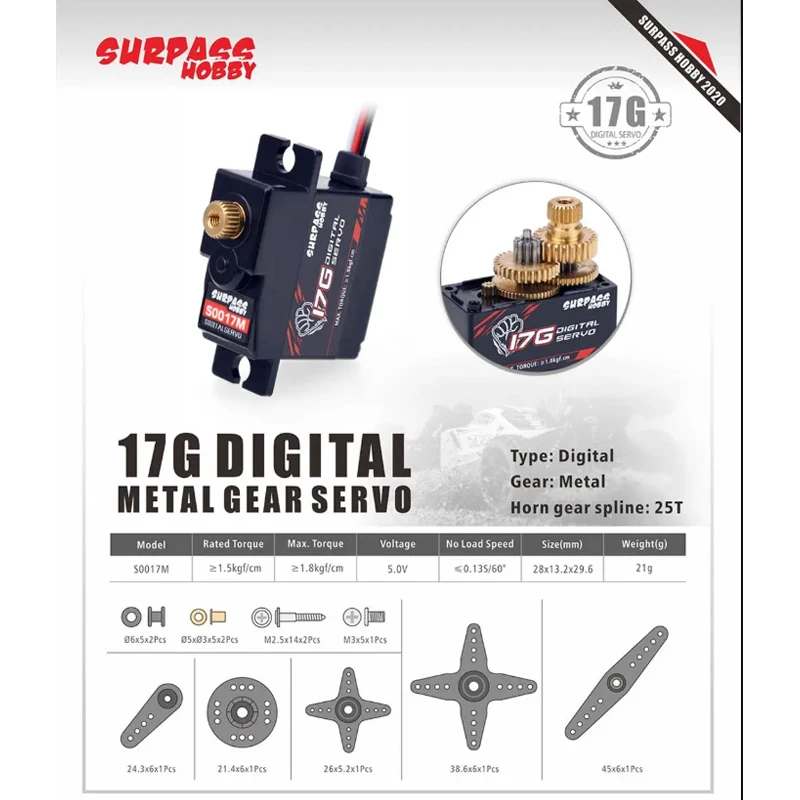 SURPASS Hobby S0017M 17g Servo - Hobby Quality Rc Cars avaliação e preço